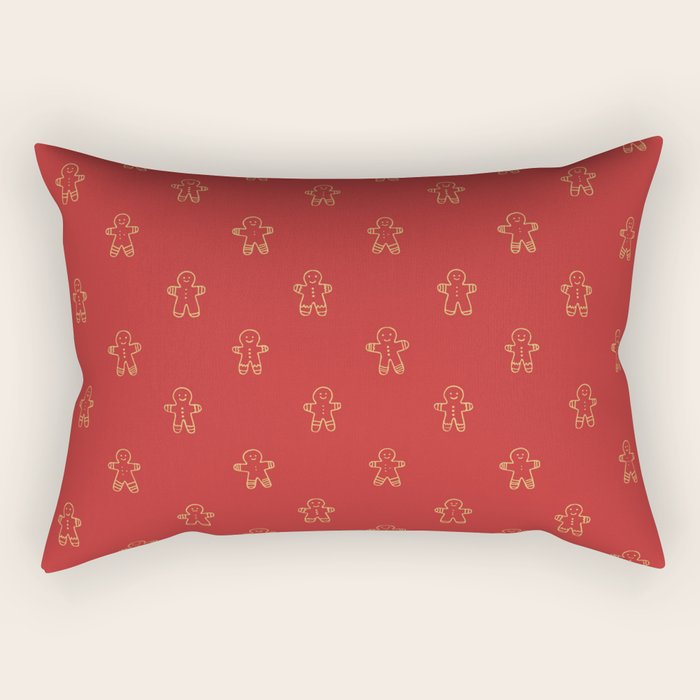 Red gingerbread christmas cookie pattern Rectangular Pillow Gallery Image 1