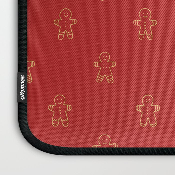 Red gingerbread christmas cookie pattern Laptop Sleeve Gallery Image 3