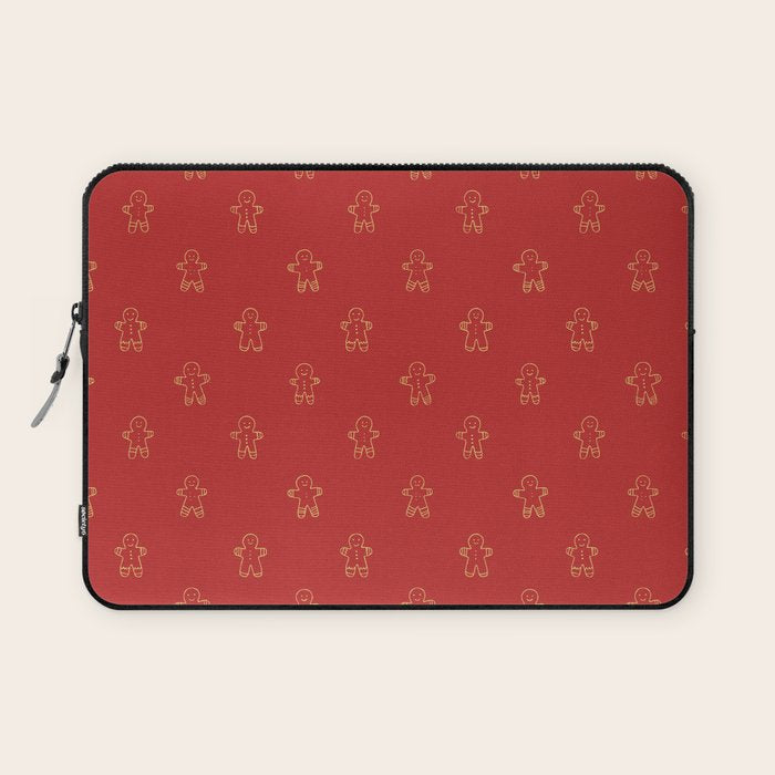 Red gingerbread christmas cookie pattern Laptop Sleeve Gallery Image 1
