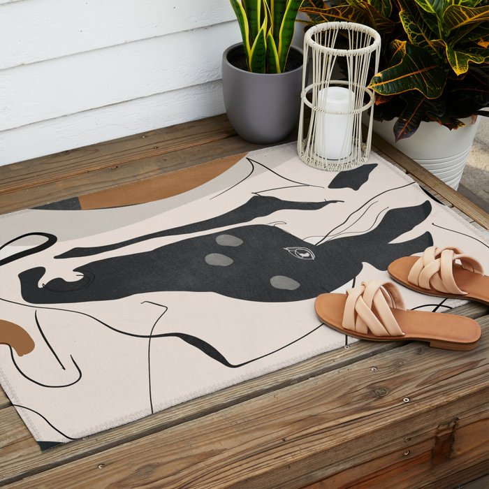 Abstract Minimal Horse 3 Outdoor Rug Gallery Image 2