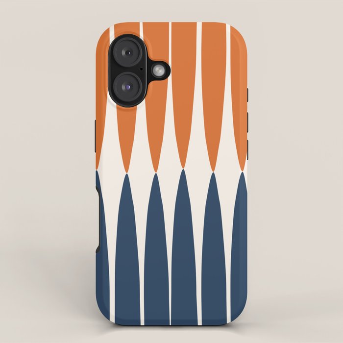 Abstract Shapes 106 Pattern in vintage Orange and Navy Blue  iPhone Case Gallery Image 1