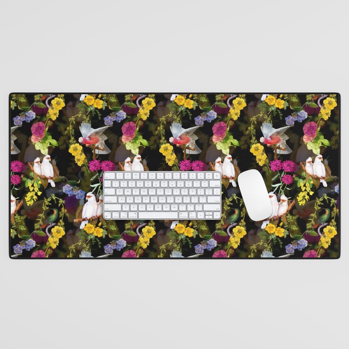 Vintage & Shabby Chic - Tropical Night Bird Flower Garden Desk Mat Gallery Image 1