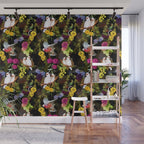 Vintage & Shabby Chic - Tropical Night Bird Flower Garden Wall Mural Gallery Image 1