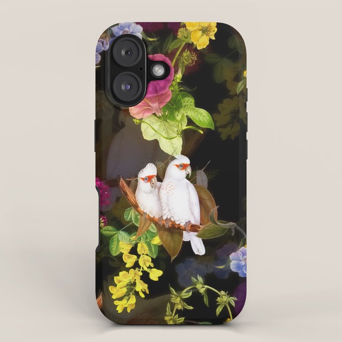Vintage & Shabby Chic - Tropical Night Bird Flower Garden iPhone Case Gallery Image 1