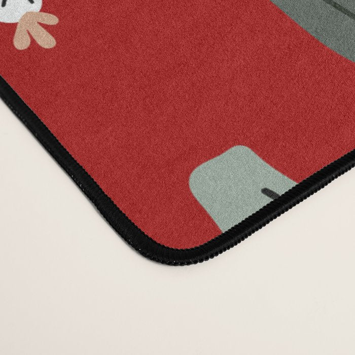 Christmas, Cactus, Red, White and Green, Cute Prints Desk Mat Gallery Image 4