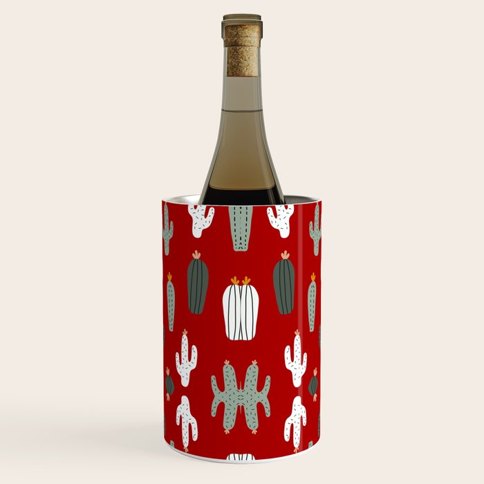 Christmas, Cactus, Red, White and Green, Cute Prints Wine Chiller Gallery Image 1