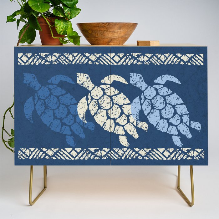 Honu Sea Turtle Hawaiian Tapa  Credenza Gallery Image 1