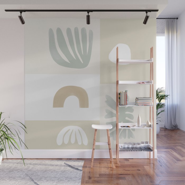 Modern Corals | Sage Green Wall Mural Gallery Image 1
