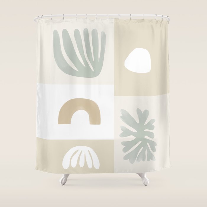 Modern Corals | Sage Green Shower Curtain Gallery Image 1
