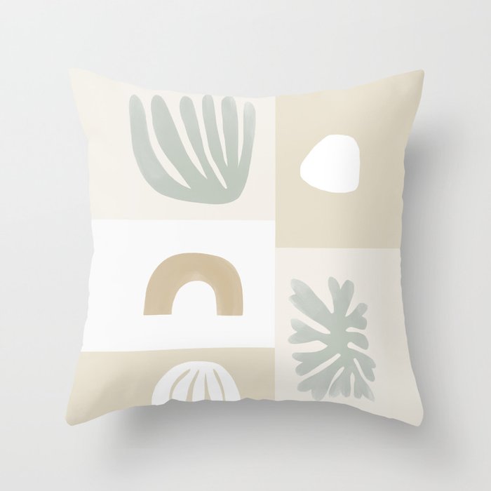 Modern Corals | Sage Green Throw Pillow Gallery Image 1