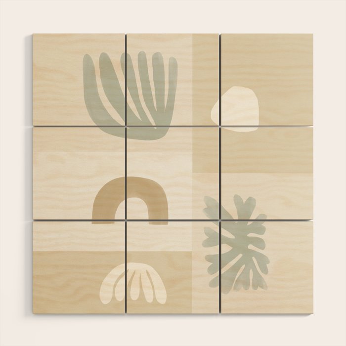 Modern Corals | Sage Green Wood Wall Art Gallery Image 1