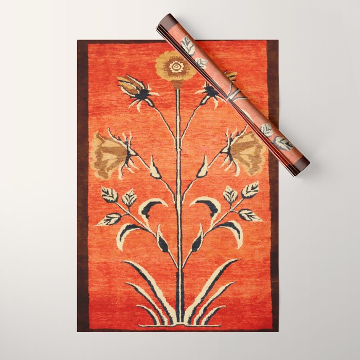 Vintage Floral Persian Rug Print Wrapping Paper Gallery Image 1