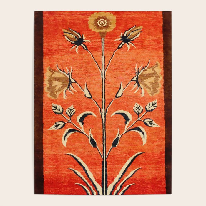 Vintage Floral Persian Rug Print Poster Gallery Image 1