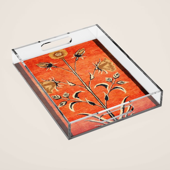 Vintage Floral Persian Rug Print Acrylic Tray Gallery Image 1