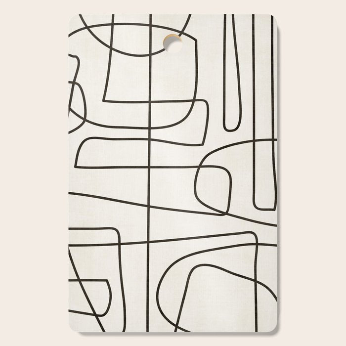 Minimalist Black White Abstract Line Art Cutting Board Gallery Image 1