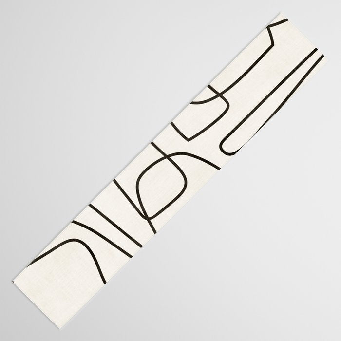 Minimalist Black White Abstract Line Art Table Runner Gallery Image 3