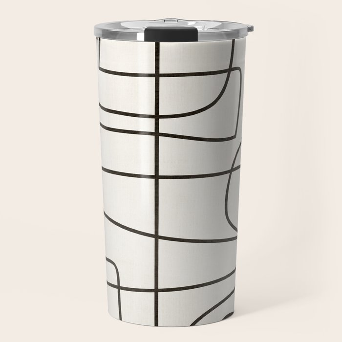 Minimalist Black White Abstract Line Art Travel Mug Gallery Image 1
