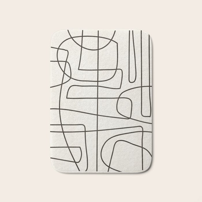 Minimalist Black White Abstract Line Art Bath Mat Gallery Image 1