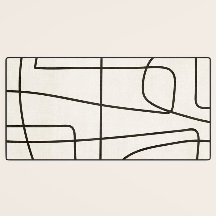 Minimalist Black White Abstract Line Art Desk Mat Gallery Image 3