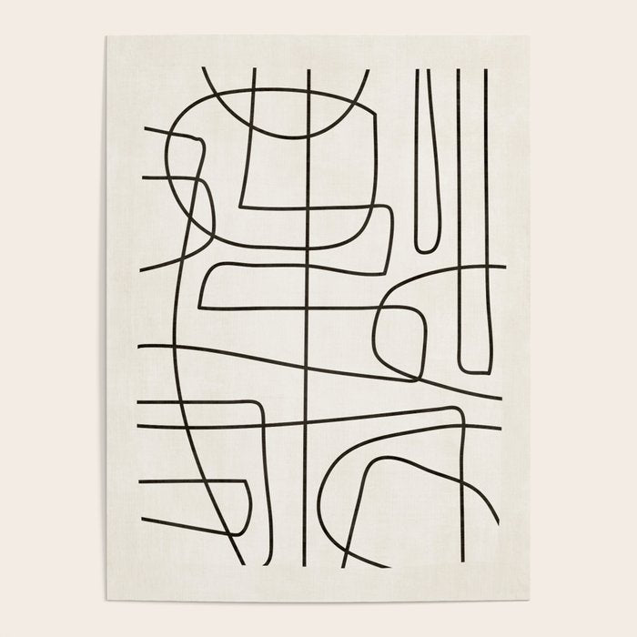 Minimalist Black White Abstract Line Art Poster Gallery Image 4