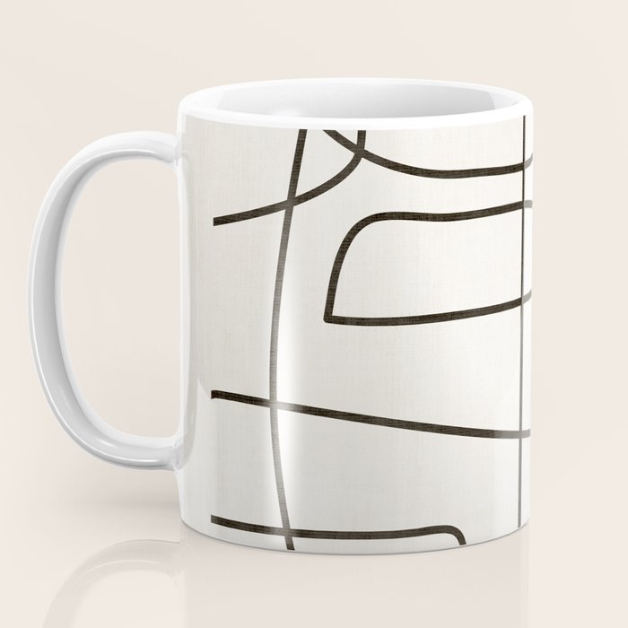 Minimalist Black White Abstract Line Art Coffee Mug Gallery Image 3