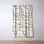 Minimalist Black White Abstract Line Art Window Curtain Gallery Image 3