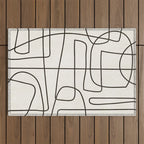 Minimalist Black White Abstract Line Art Outdoor Rug Gallery Image 1