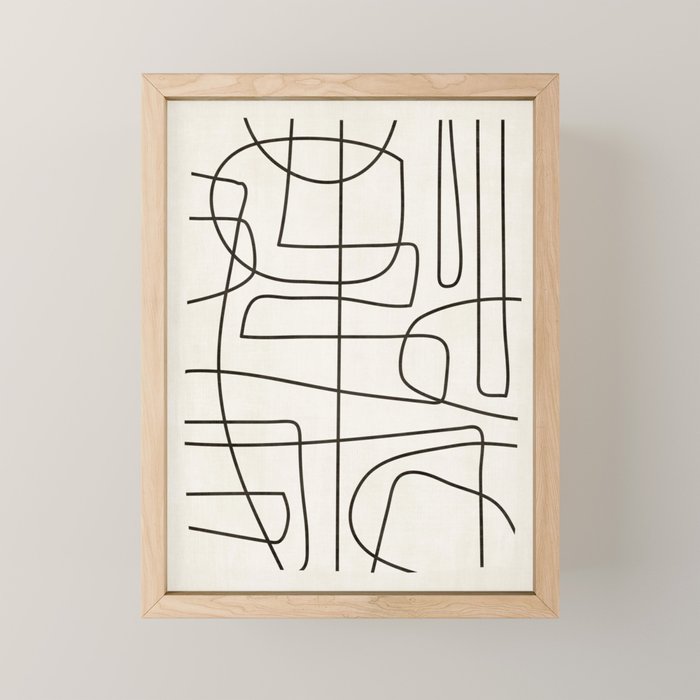 Minimalist Black White Abstract Line Art Mini Art Print Gallery Image 1
