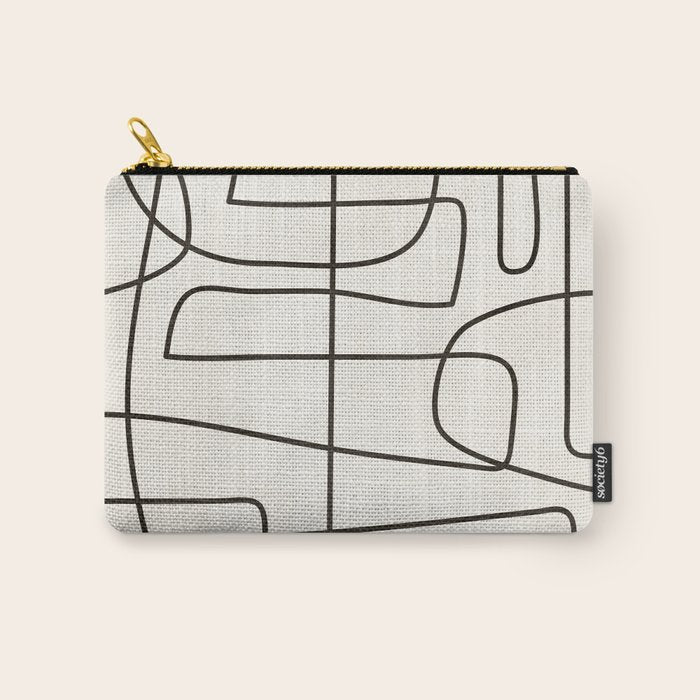 Minimalist Black White Abstract Line Art Carry All Pouch Gallery Image 1