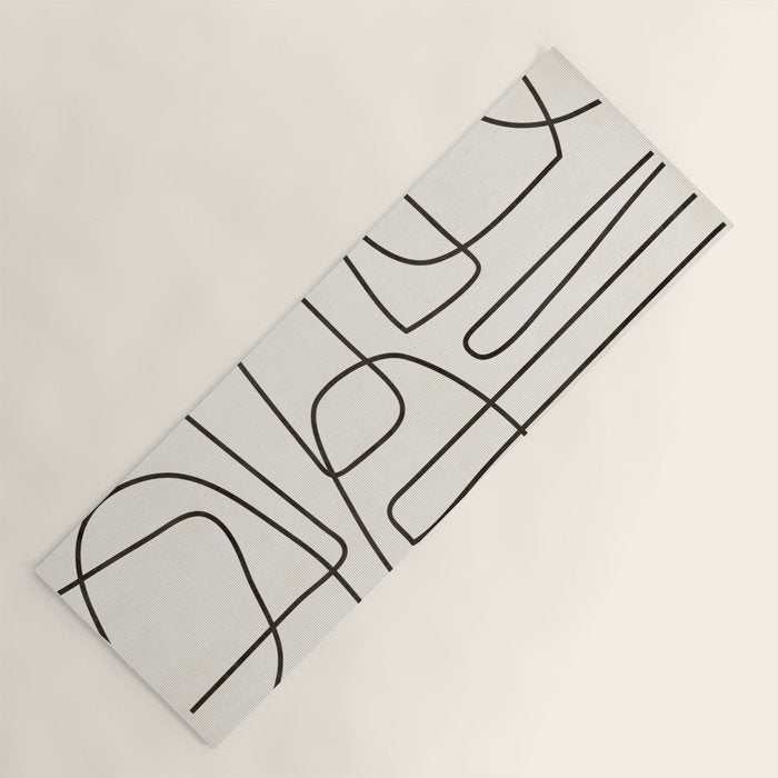 Minimalist Black White Abstract Line Art Yoga Mat Gallery Image 1