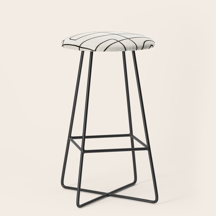 Minimalist Black White Abstract Line Art Stool Gallery Image 1