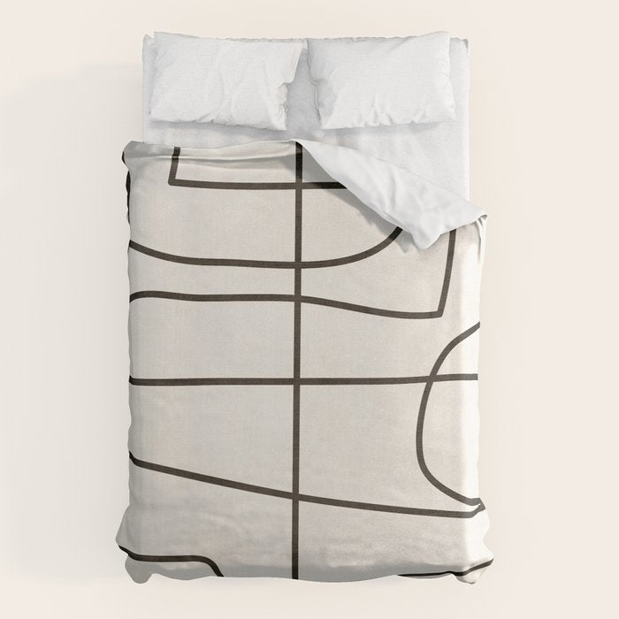Minimalist Black White Abstract Line Art Duvet Cover Gallery Image 6