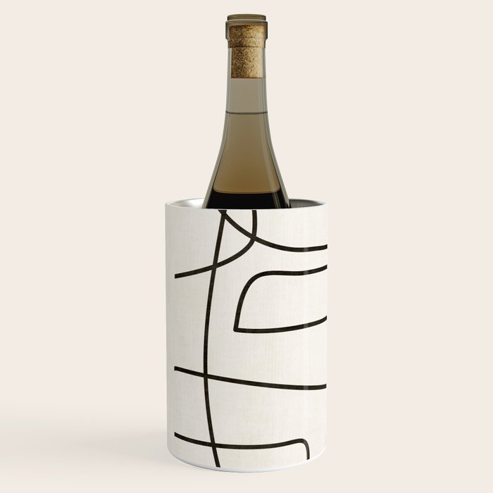 Minimalist Black White Abstract Line Art Wine Chiller Gallery Image 2