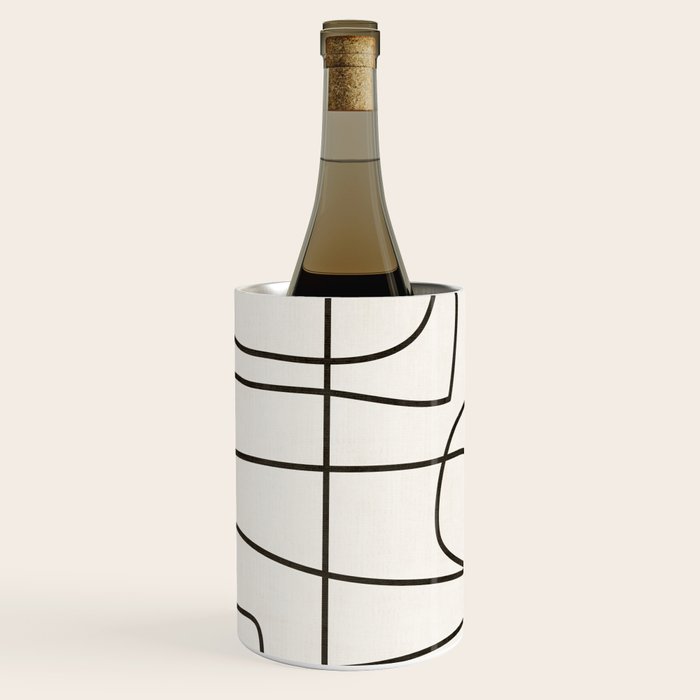 Minimalist Black White Abstract Line Art Wine Chiller Gallery Image 1