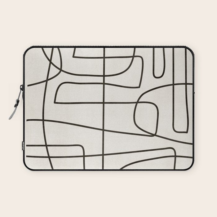 Minimalist Black White Abstract Line Art Laptop Sleeve Gallery Image 1