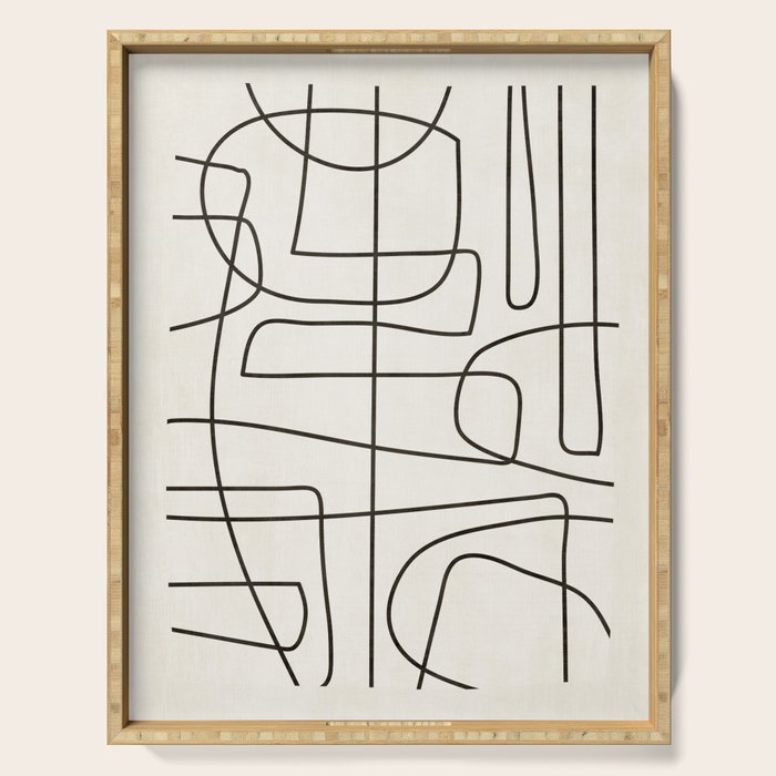 Minimalist Black White Abstract Line Art Serving Tray Gallery Image 1