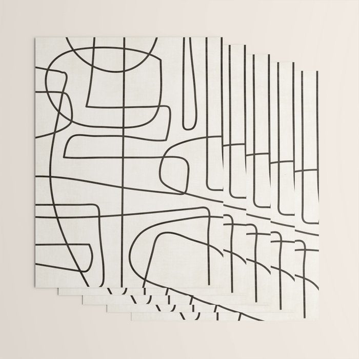 Minimalist Black White Abstract Line Art Wrapping Paper Gallery Image 3