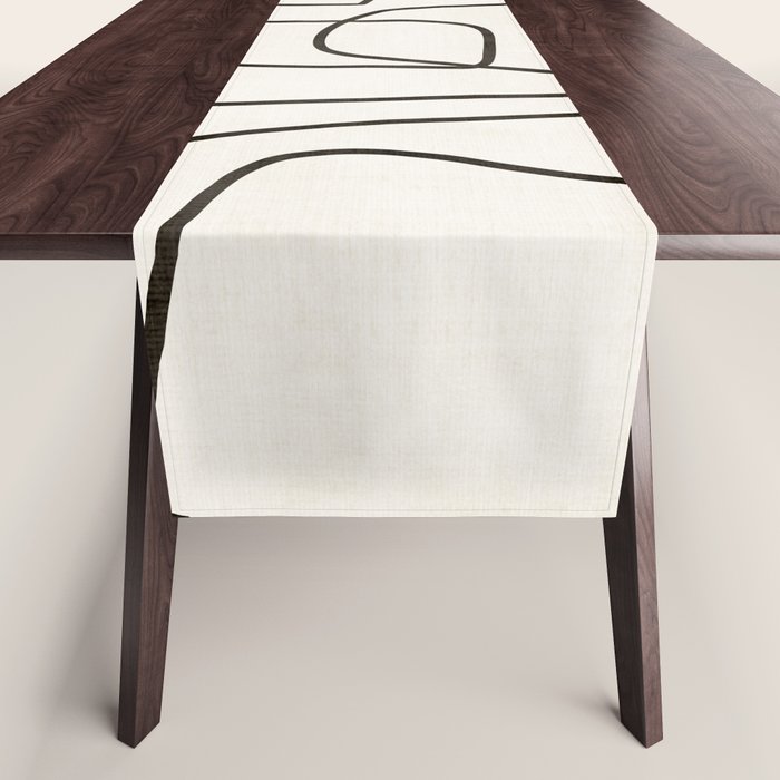 Minimalist Black White Abstract Line Art Table Runner Gallery Image 1