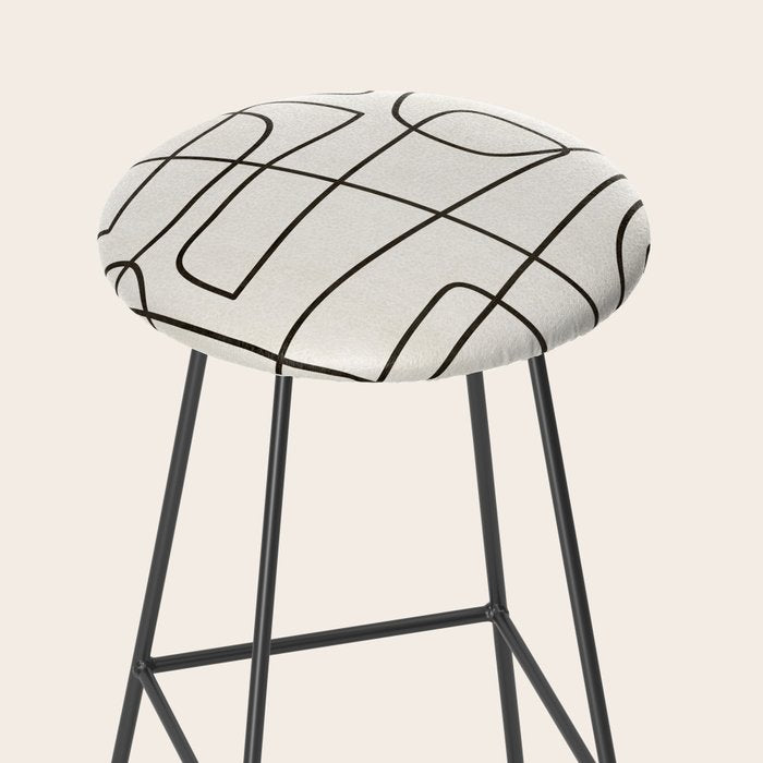 Minimalist Black White Abstract Line Art Stool Gallery Image 2