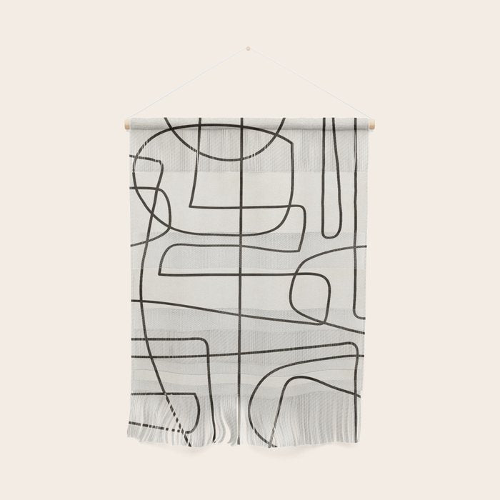 Minimalist Black White Abstract Line Art Wall Hanging Gallery Image 1