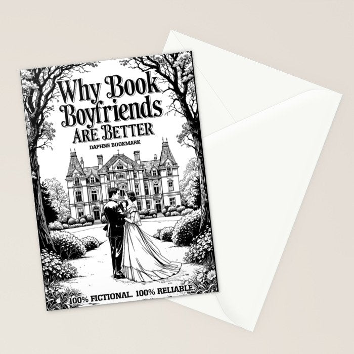 Why Book Boyfriends Are Better Funny Bookish Romance Cover Stationery Card Gallery Image 2