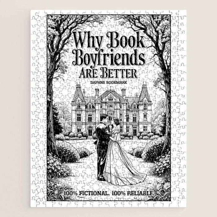 Why Book Boyfriends Are Better Funny Bookish Romance Cover Jigsaw Puzzle Gallery Image 1