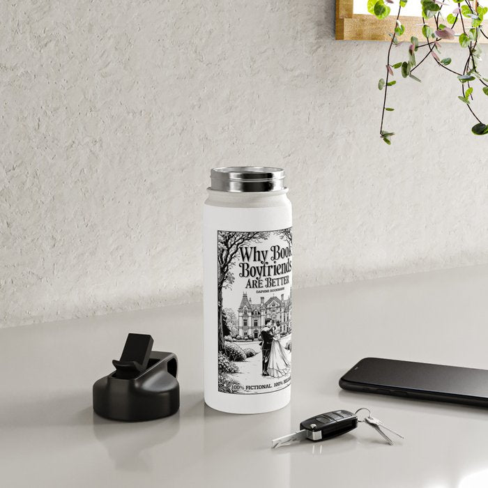 Why Book Boyfriends Are Better Funny Bookish Romance Cover Water Bottle Gallery Image 4