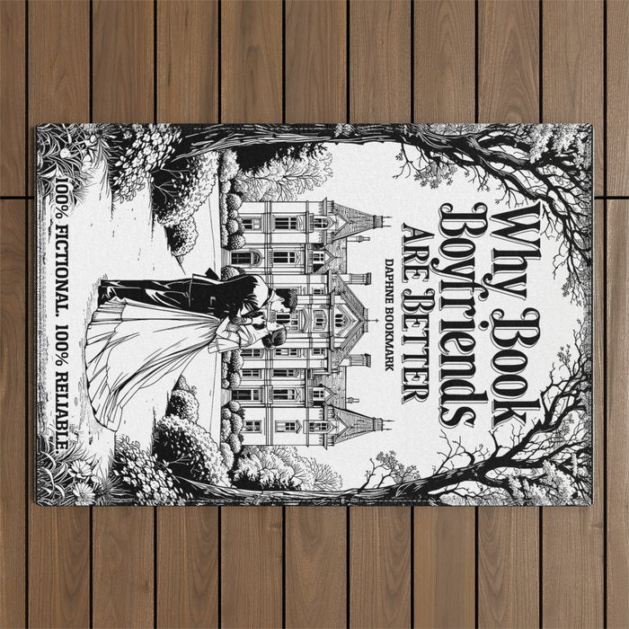 Why Book Boyfriends Are Better Funny Bookish Romance Cover Outdoor Rug Gallery Image 1