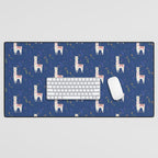 Llama on Blue Desk Mat Gallery Image 1
