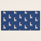 Llama on Blue Desk Mat Gallery Image 3