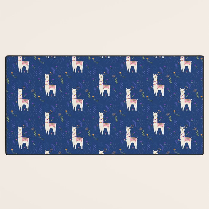 Llama on Blue Desk Mat Gallery Image 3