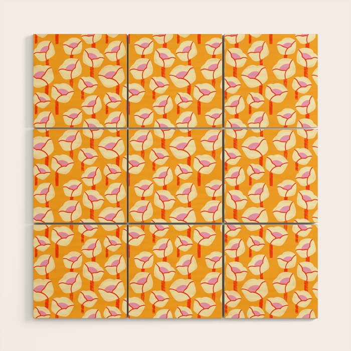 Chunky Blooms Pattern Wood Wall Art Gallery Image 1