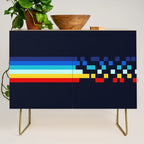 Classic 80s Video Game Retro Stripes Pixel Drops - Ayakazu Credenza Gallery Image 1