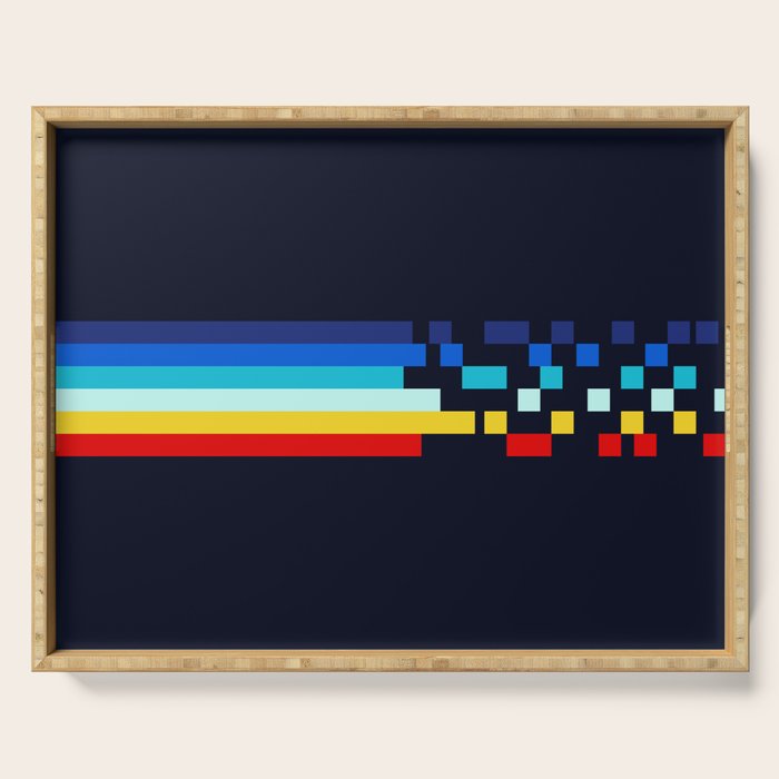 Classic 80s Video Game Retro Stripes Pixel Drops - Ayakazu Serving Tray Gallery Image 1
